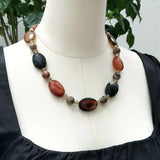 Brown Agate Smoky Quartz Pyrite Necklace Jewelry