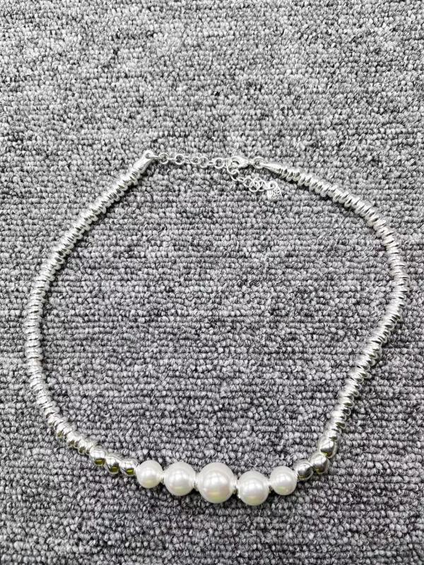 UNOde50 Pearl Silver Bead Necklace Party Holiday Gift