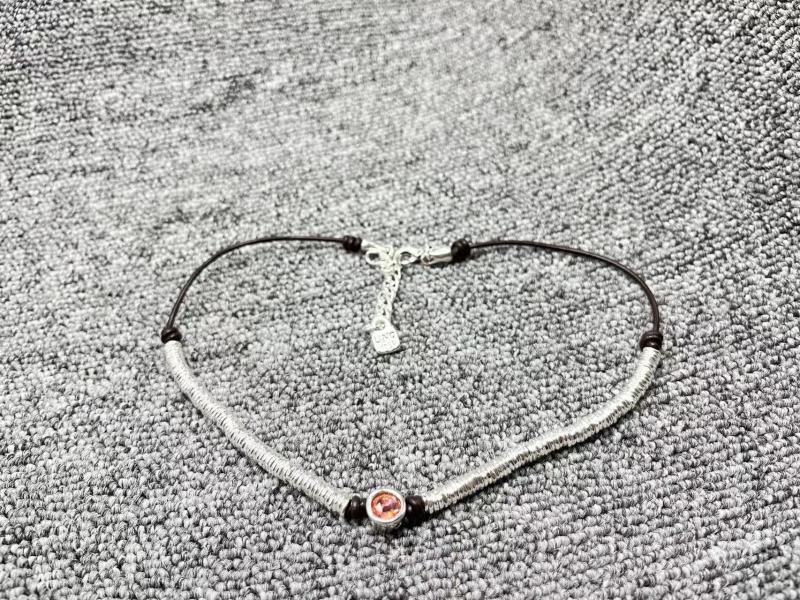 Orange Beaded Necklace 925 Silver Plated Holiday Gift