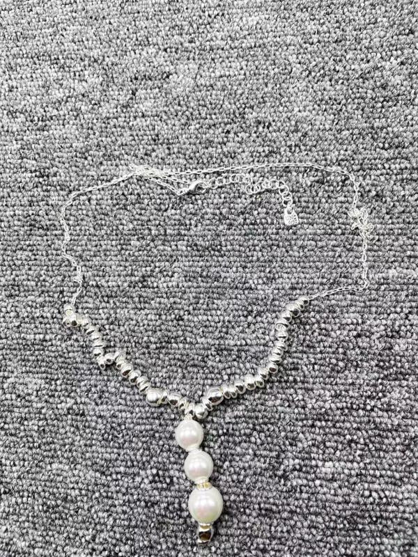 UNOde50 Electroplated Silver S925 Beaded Pearl Necklace Jewelry