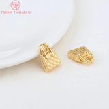 4PCS 10.5x13MM Brass Zircon Handbag Charms Pendants