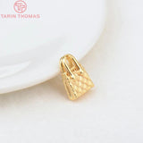 4PCS 10.5x13MM Brass Zircon Handbag Charms Pendants