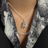 925 Silver Irregular Pendant Necklace Twist Choker