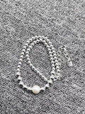Electroplated 925 Silver Pearl Bead Necklace Jewelry Gift