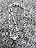 Electroplated 925 Silver Pearl Bead Necklace Jewelry Gift