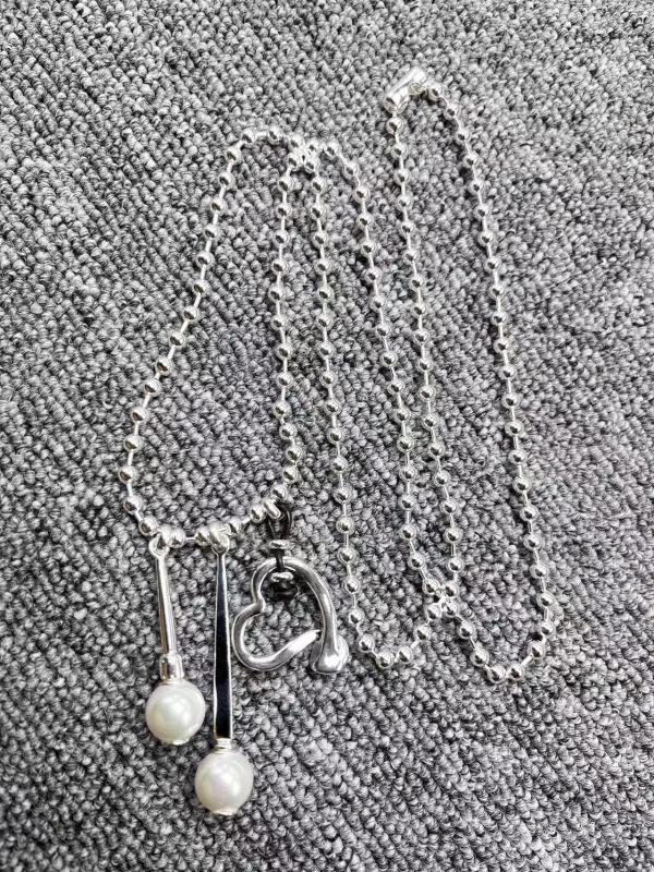 Fork Chain Pearl Pendant Necklace Gift