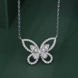 925 Silver Butterfly Moissanite Diamond Pendant Necklace