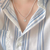 925 Silver Heart Pendant Chain Choker Necklace C-B506