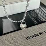 925 Silver Heart Pendant Chain Choker Necklace C-B506
