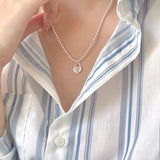 925 Silver Heart Pendant Chain Choker Necklace C-B506
