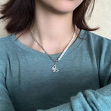 925 Silver Pearl Butterfly Necklace for Women