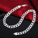 925 Silver 12mm Cuban Link Chain Necklace Unisex Hip Hop Jewelry