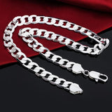 925 Silver 12mm Cuban Link Chain Necklace Unisex Hip Hop Jewelry