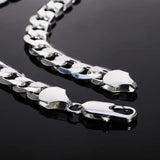 925 Silver 12mm Cuban Link Chain Necklace Unisex Hip Hop Jewelry