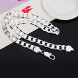 925 Silver 12mm Cuban Link Chain Necklace Unisex Hip Hop Jewelry