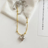 925 Silver Heart Pendant Choker Necklace Women