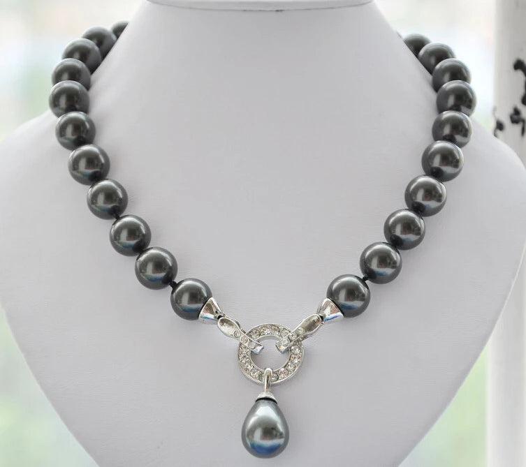 12mm Shell Pearl Necklace with Drip Pendant 18inch