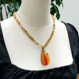 Real Stone Orange Green Necklace Agate Pendant Crystal Choker