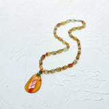 Real Stone Orange Green Necklace Agate Pendant Crystal Choker