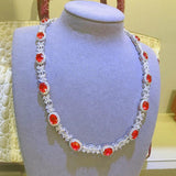 Noble Temperament Ruby Necklace with Diamonds 925 Silver