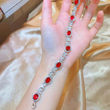 Noble Temperament Ruby Necklace with Diamonds 925 Silver