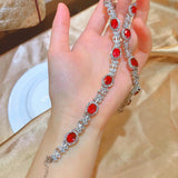 Noble Temperament Ruby Necklace with Diamonds 925 Silver