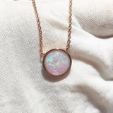 Pink Fire Opal Necklace Sterling Silver Pink Opal Teardrop Pendant