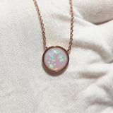 Pink Fire Opal Necklace Sterling Silver Pink Opal Teardrop Pendant