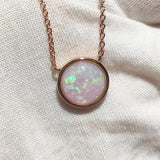 Pink Fire Opal Necklace Sterling Silver Pink Opal Teardrop Pendant