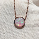 Pink Fire Opal Necklace Sterling Silver Pink Opal Teardrop Pendant