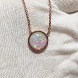 Pink Fire Opal Necklace Sterling Silver Pink Opal Teardrop Pendant