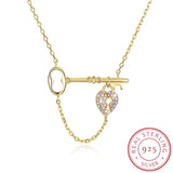 Lekani 925 Silver Crystal Heart Key Pendant Necklace