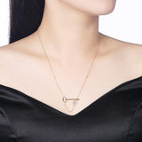 Lekani 925 Silver Crystal Heart Key Pendant Necklace