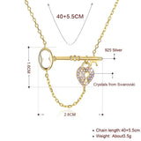 Lekani 925 Silver Crystal Heart Key Pendant Necklace