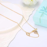 Lekani 925 Silver Crystal Heart Key Pendant Necklace