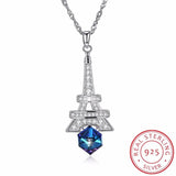 Lekani Crystals Tower Pendant Necklace S925 Silver Chain Collar
