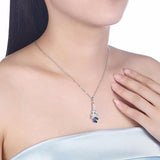 Lekani Crystals Tower Pendant Necklace S925 Silver Chain Collar