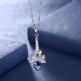 Lekani Crystals Tower Pendant Necklace S925 Silver Chain Collar