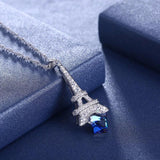 Lekani Crystals Tower Pendant Necklace S925 Silver Chain Collar