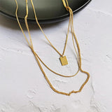 925 Silver Bohemian Square Pendant Multi-layer Necklace Women Holiday Jewelry