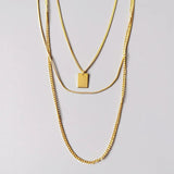 925 Silver Bohemian Square Pendant Multi-layer Necklace Women Holiday Jewelry