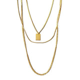 925 Silver Bohemian Square Pendant Multi-layer Necklace Women Holiday Jewelry