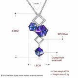 Lekani Crystals Purple Square Pendant Necklace 925 Silver Chain