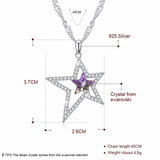Lekani Crystals Double Stars Necklace 925 Silver Chain Max Collares