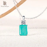 925 Silver 8*10mm Paraiba Pendant Necklace Wedding Anniversary