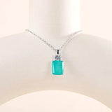 925 Silver 8*10mm Paraiba Pendant Necklace Wedding Anniversary
