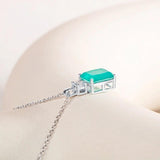 925 Silver 8*10mm Paraiba Pendant Necklace Wedding Anniversary