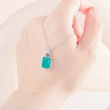 925 Silver 8*10mm Paraiba Pendant Necklace Wedding Anniversary
