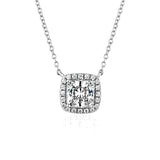 925 Silver Square Pendant Necklace with High Carbon Diamond for Wedding