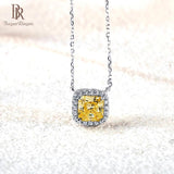 925 Silver Square Pendant Necklace with High Carbon Diamond for Wedding